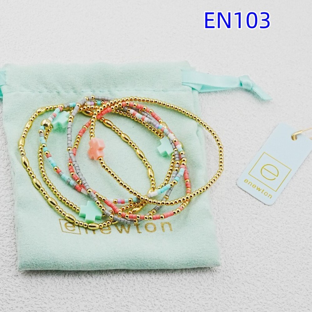 Newton Gold & Pastel Multicolor Beaded Bracelet Set